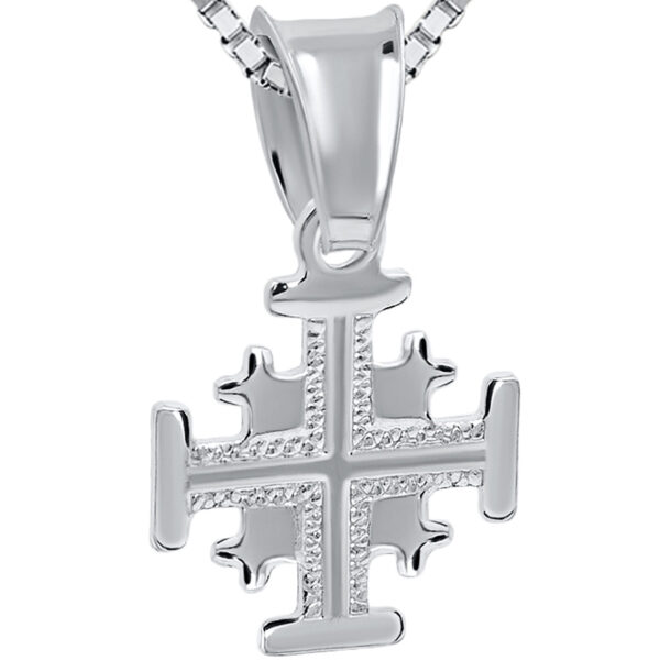 Mini 'Jerusalem Cross' Sterling Silver Pendant - Made in Israel 1 cm