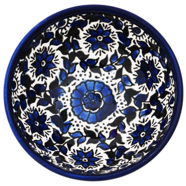 Mini Armenian Ceramic Bowl - Blue Flowers - from Jerusalem