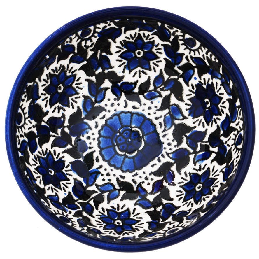 Mini Armenian Ceramic Bowl – Blue Flowers – from Jerusalem