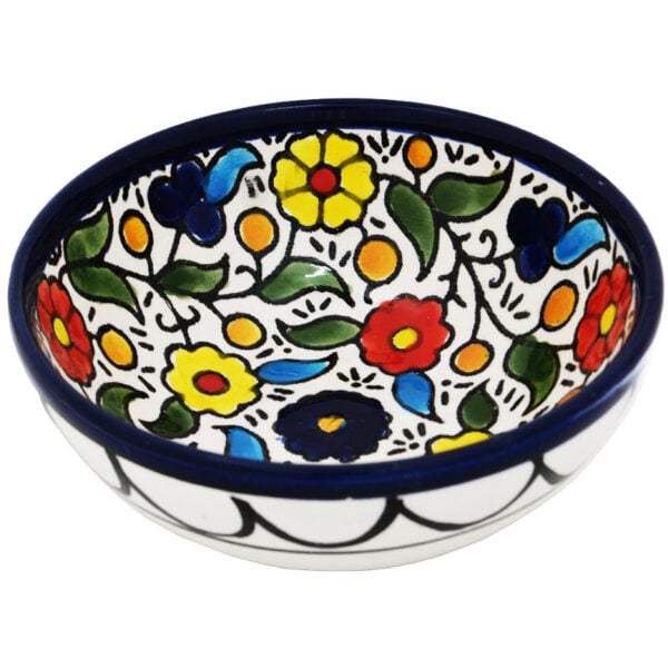 Mini Armenian Ceramic Bowl - Colored Flowers - from Jerusalem