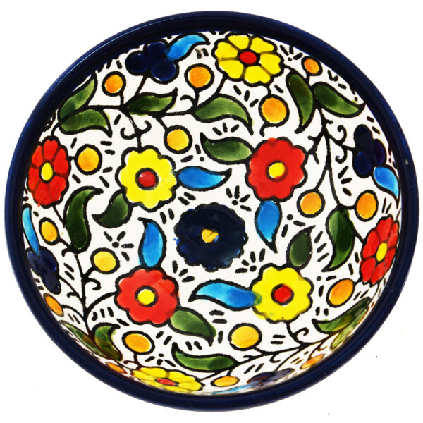 Mini Armenian Ceramic Bowl - Colored Flowers - from Jerusalem