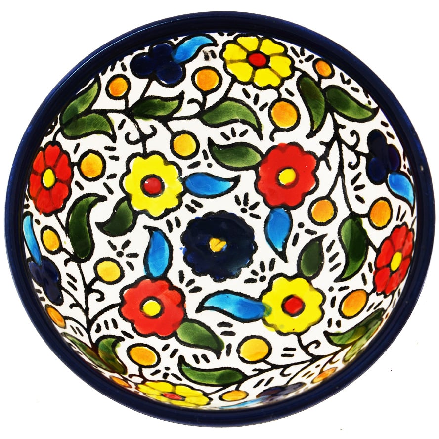 Mini Armenian Ceramic Bowl – Colored Flowers – from Jerusalem