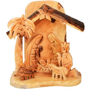 Nativity Creche Natural Olive Wood Ornament from the Holy Land