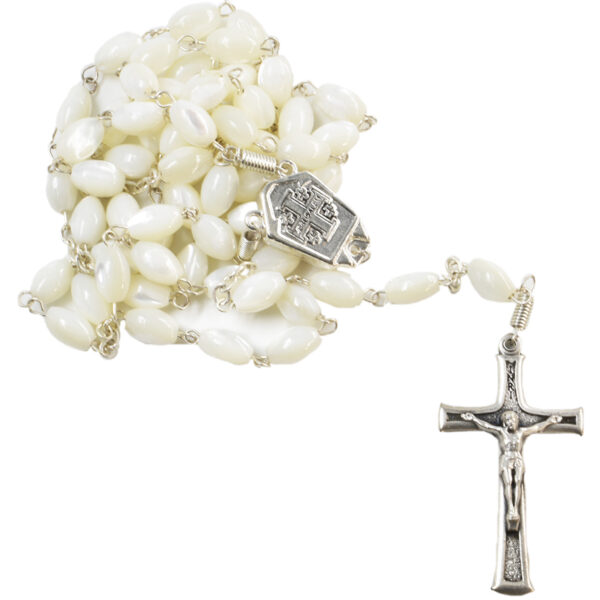 Mother of Pearl Rosary Beads with Holy Earth