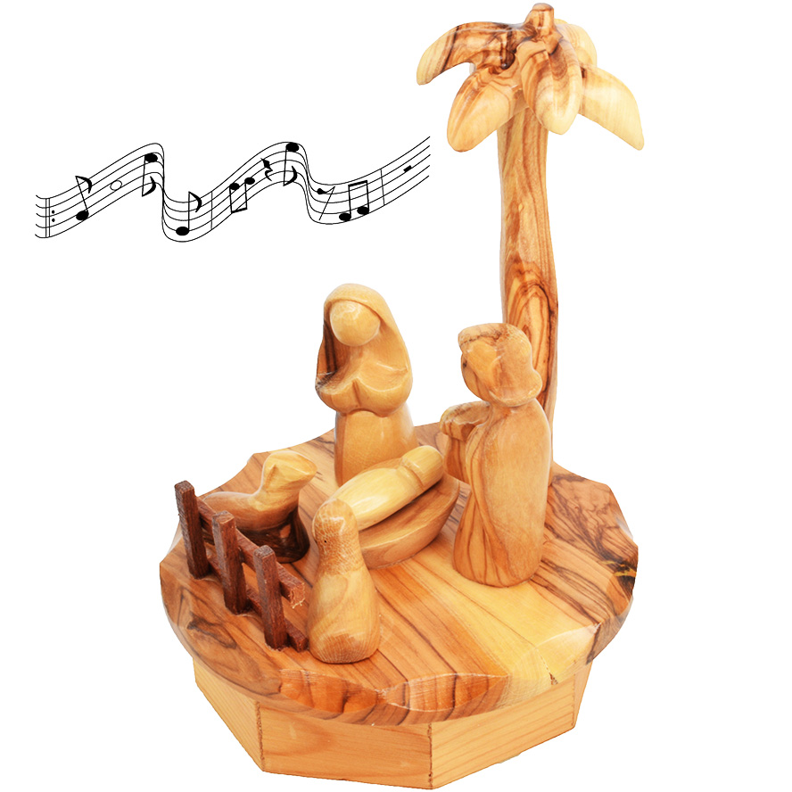 Musical Christmas Set - Olive Wood from Bethlehem - 6.5 inch
