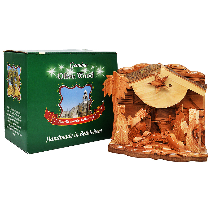 Musical Olive Wood Nativity - Made in Bethlehem