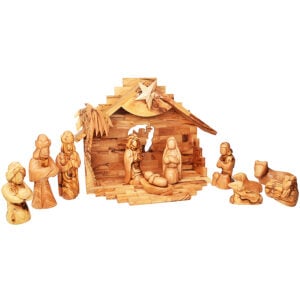 Christmas Olive Wood Nativity - Musical - 13 inch Faceless