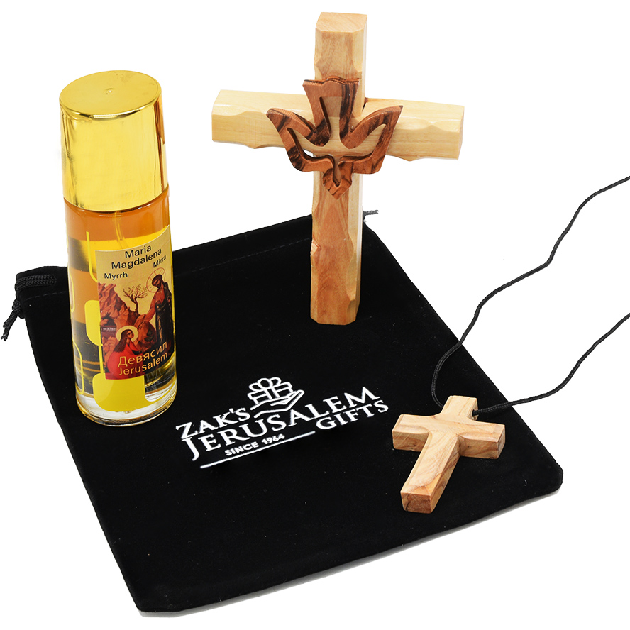 ‘The Godly Home’ Myrrh Oil Perfume & Olive Wood Cross Set