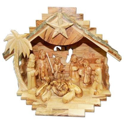 Christmas Musical Wood Nativity Creche Whole Set – 11″