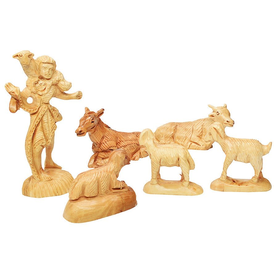 Deluxe Nativity Creche Set pieces – Shepherd and animals