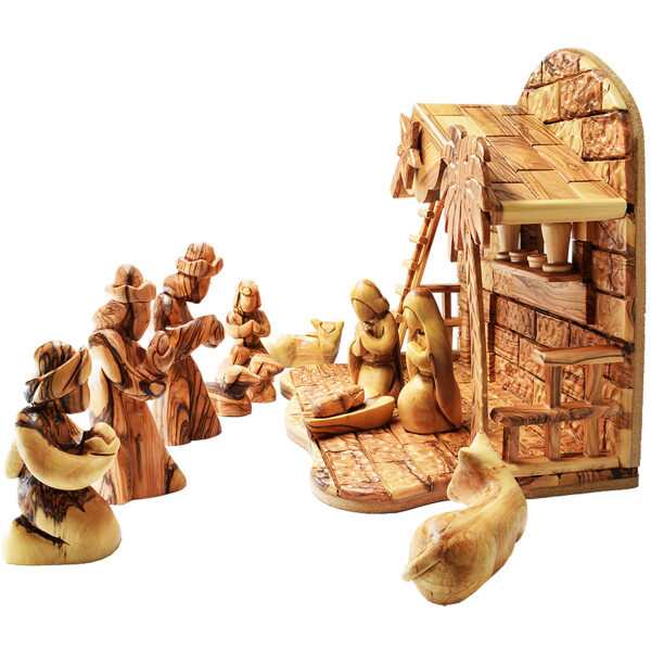 Musical 'Faceless' Nativity from Olive Wood - Made in Bethlehem