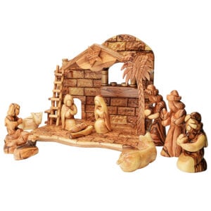 Musical 'Faceless' Nativity from Olive Wood - Made in Bethlehem