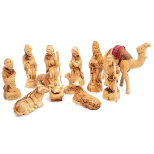 Olive Wood Nativity Scene Figurines Set with Camel - Bethlehem