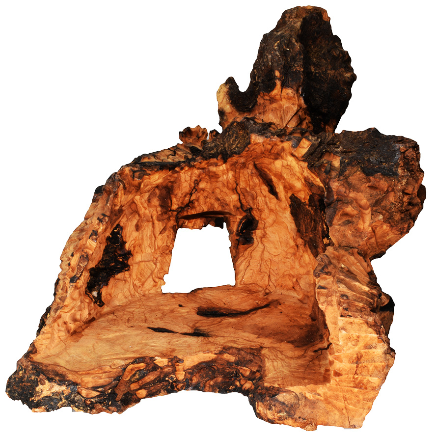Nativity Cave Log Carved from Natural Bethlehem Olive Wood Piece