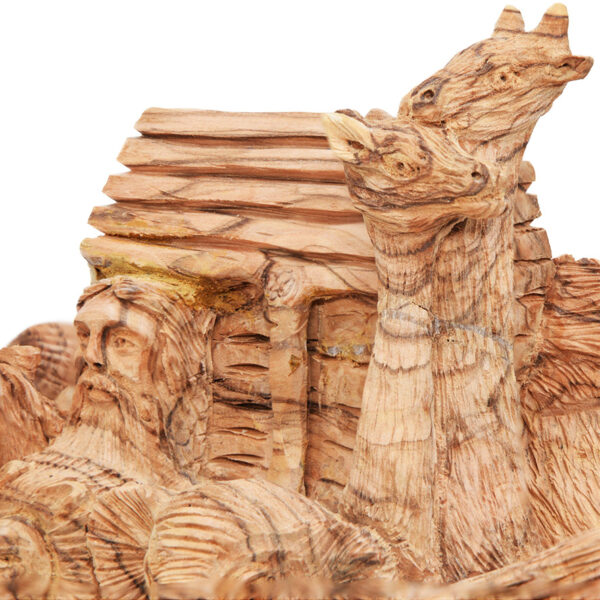 Noah's Ark Detailed Olive Wood Carving from the Holy Land - 7" (detail)