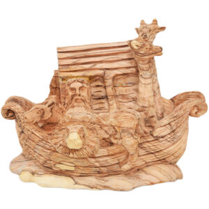 Noah's Ark Detailed Olive Wood Carving from the Holy Land - 7"
