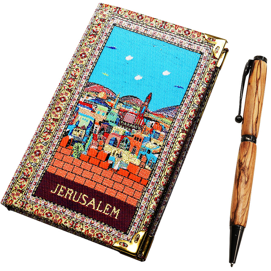 Jerusalem' Notepad and Olive Wood Pen from the Holy Land