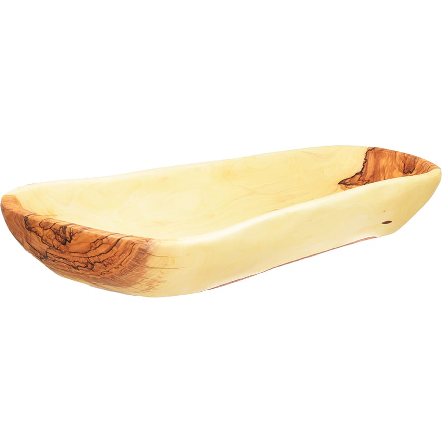 Large Olive Wood Dish Hewn from Olive Branch in Israel – 16″