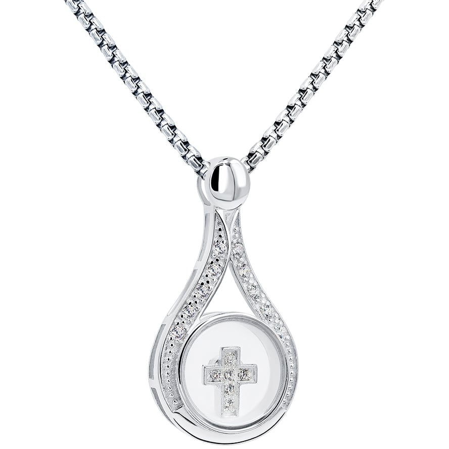 ‘Oil of Gladness’ with Rotating Cross – Silver and Zirconia Necklace (with chain)