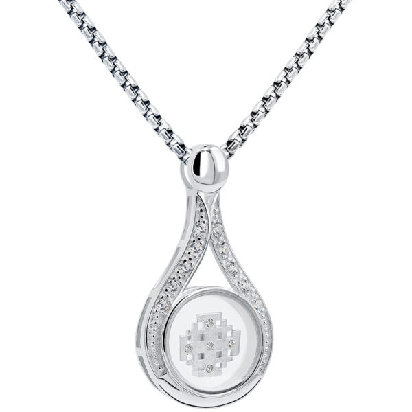 'Oil of Gladness' with Rotating Jerusalem Cross - Silver and Zirconia Necklace (with chain)