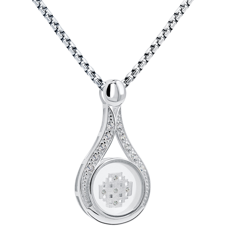 ‘Oil of Gladness’ with Rotating Jerusalem Cross – Silver and Zirconia Necklace (with chain)