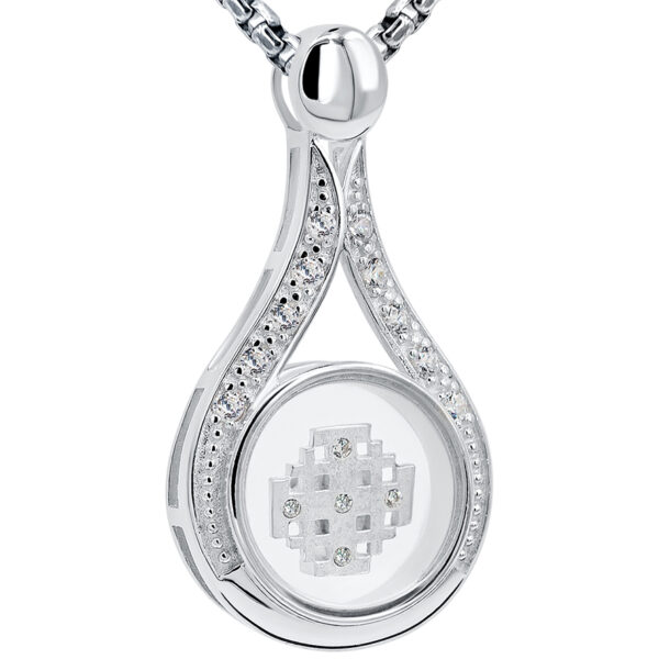 'Oil of Gladness' with Rotating Jerusalem Cross - Silver and Zirconia Necklace