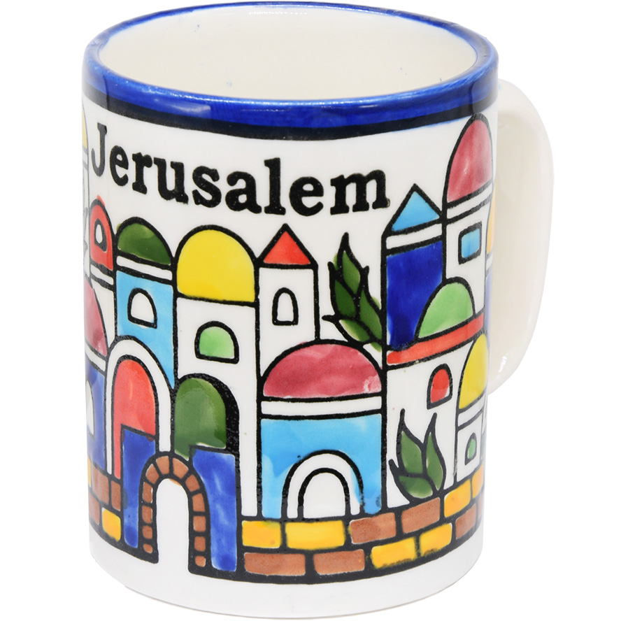 Armenian Ceramic ‘Jerusalem’ Holy Land Souvenir Coffee Mug – 4″