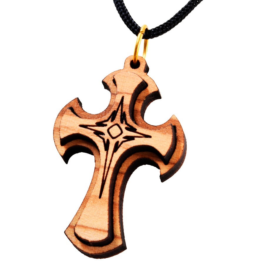 Olive Wood 3D Cross Pendant - Made in the Holy Land