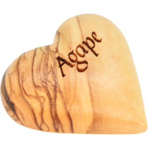 Engraved Olive Wood Heart "Agape"