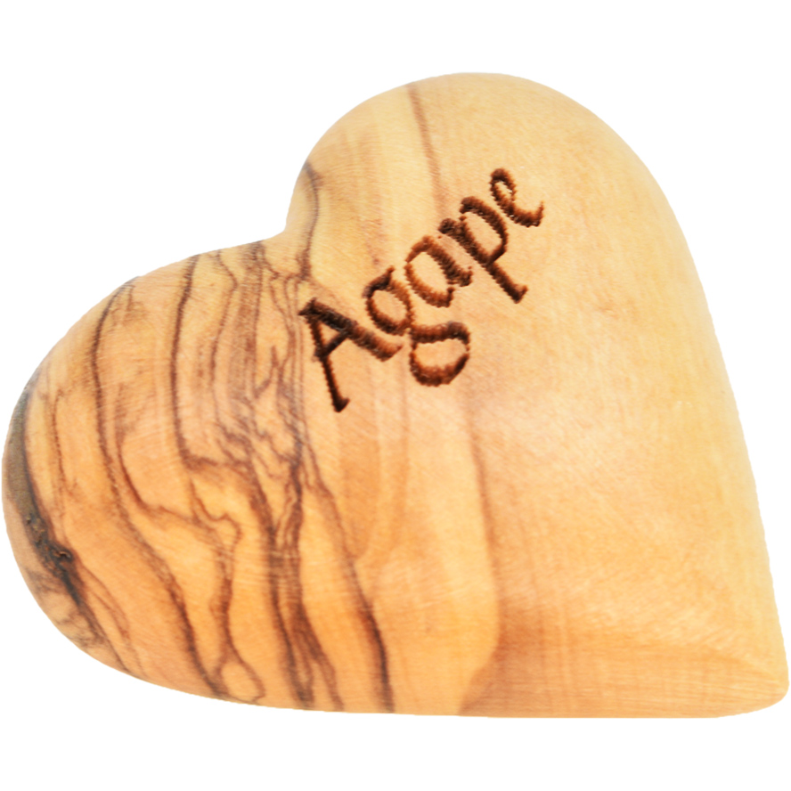 Engraved Olive Wood Heart “Agape”