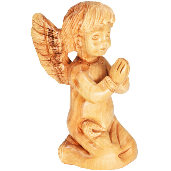 Olive Wood 'Angel Praying' Figurine - Made in Bethlehem - 4.5"