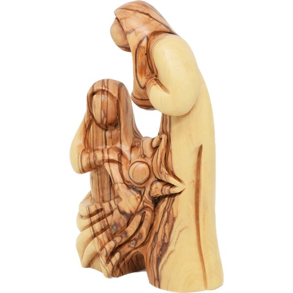 'The Holy Family' Olive Wood Art Carving - Faceless - 6" (right view)