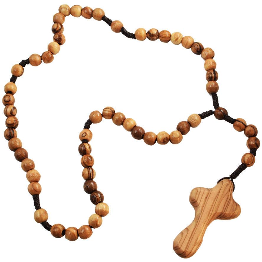Olive Wood Rosary Beads with 'Comfort Cross' from Jerusalem