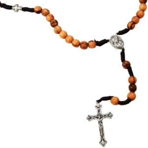 Olive Wood Rosary Beads with Cross Beads and Metal Crucifix
