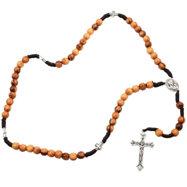 Hematite and Sterling Silver Mens Rosary Bead Necklace