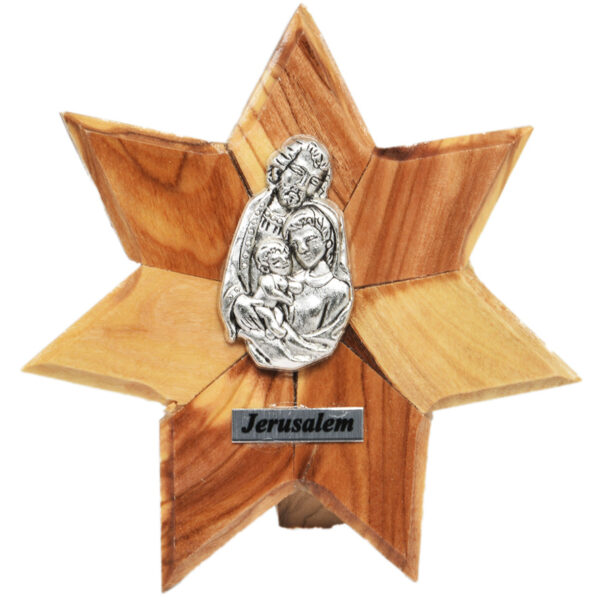 Olive Wood 'Star of Bethlehem' with the 'Holy Family' Plaque