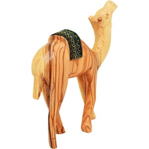 Olive Wood Camel with Carrying Saddle - Made in Bethlehem - 6" (rear view)