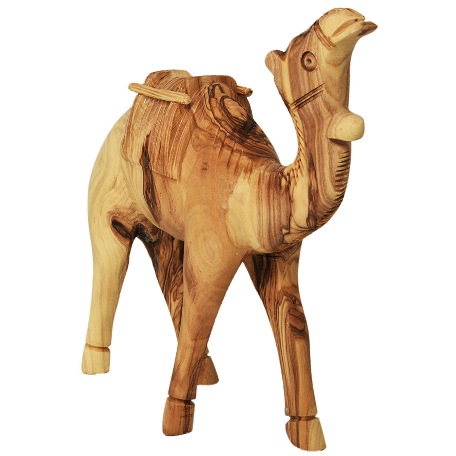 Olive Wood Camel with Carrying Saddle - Made in the Holy Land - 6"