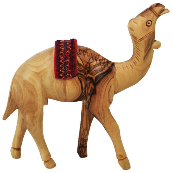 Olive Wood Camel with Bedouin Saddle - Made in the Holy Land - 6"