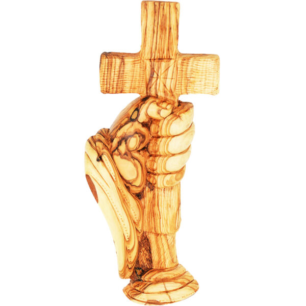 Olive Wood "Take Up Your Cross" Carving from Jerusalem
