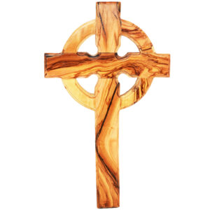 Olive Wood Celtic Cross from Jerusalem - Wall Hanging (front view)