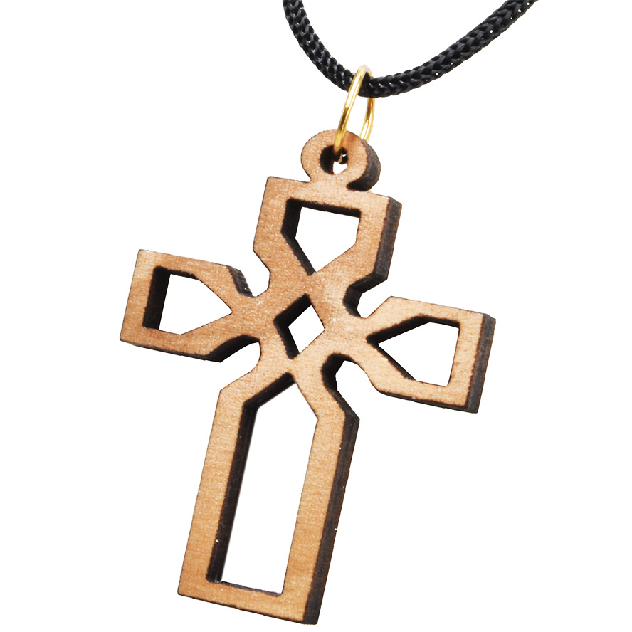Olive Wood 'Celtic Cross' Necklace - Made in the Holy Land