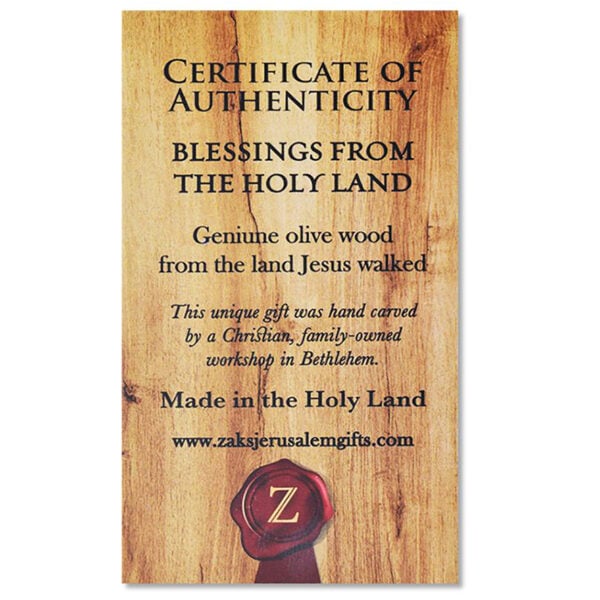 Certificate of Authenticity - Holy Land Olive Wood