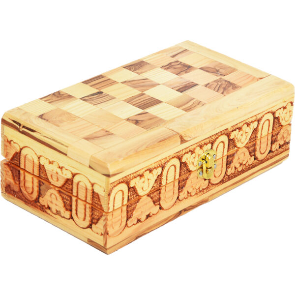 Wooden Chess Board Game - Made in Israel from Olive Wood (closed box)