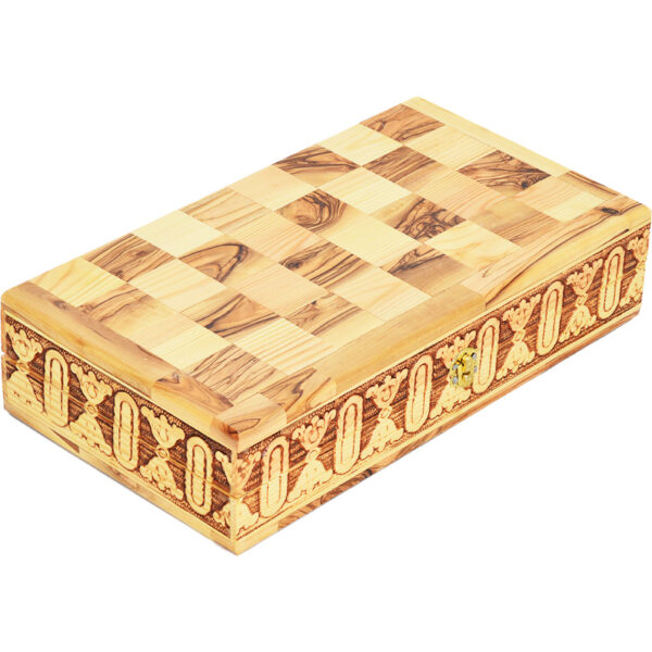 Wooden Chess Set - Made in Israel from Olive Wood - 12" (closed box)