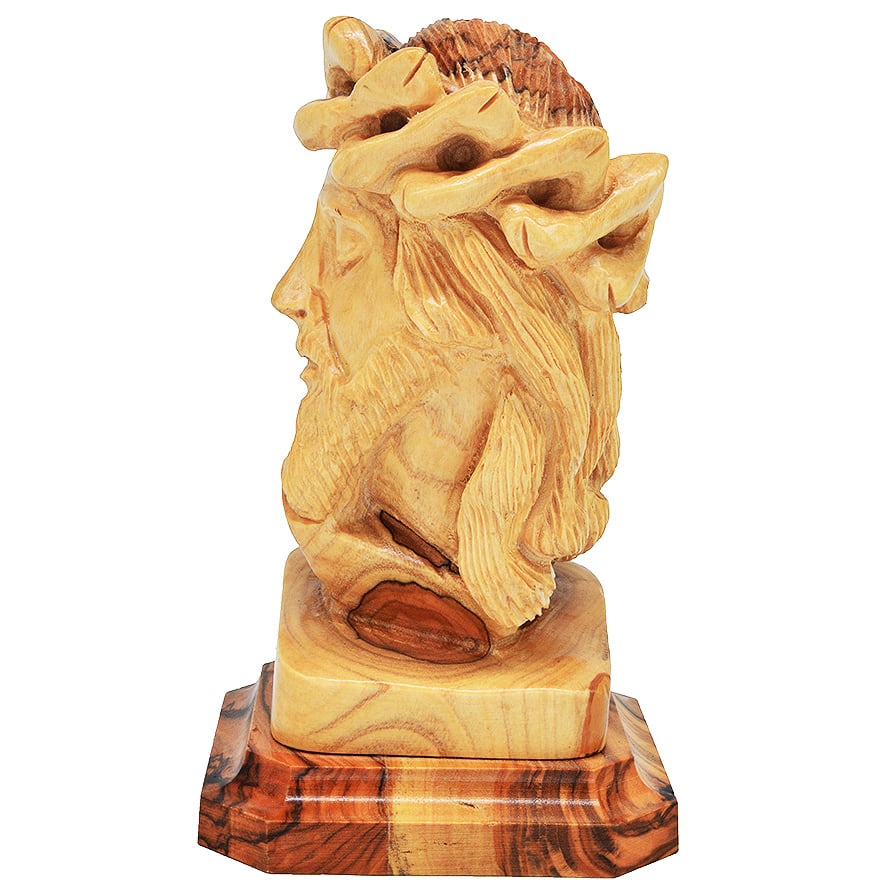 ‘Jesus with Crown of Thorns’ Olive Wood Bust – Catholic Art from Bethlehem