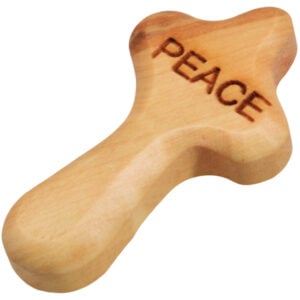'PEACE' Comfort Cross - Olive Wood Faith Gifts from the Holy Land - 2 (side view)