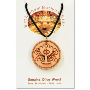 Olive Wood 'Communion Cup with Jerusalem Cross' 3D Necklace (certificate)