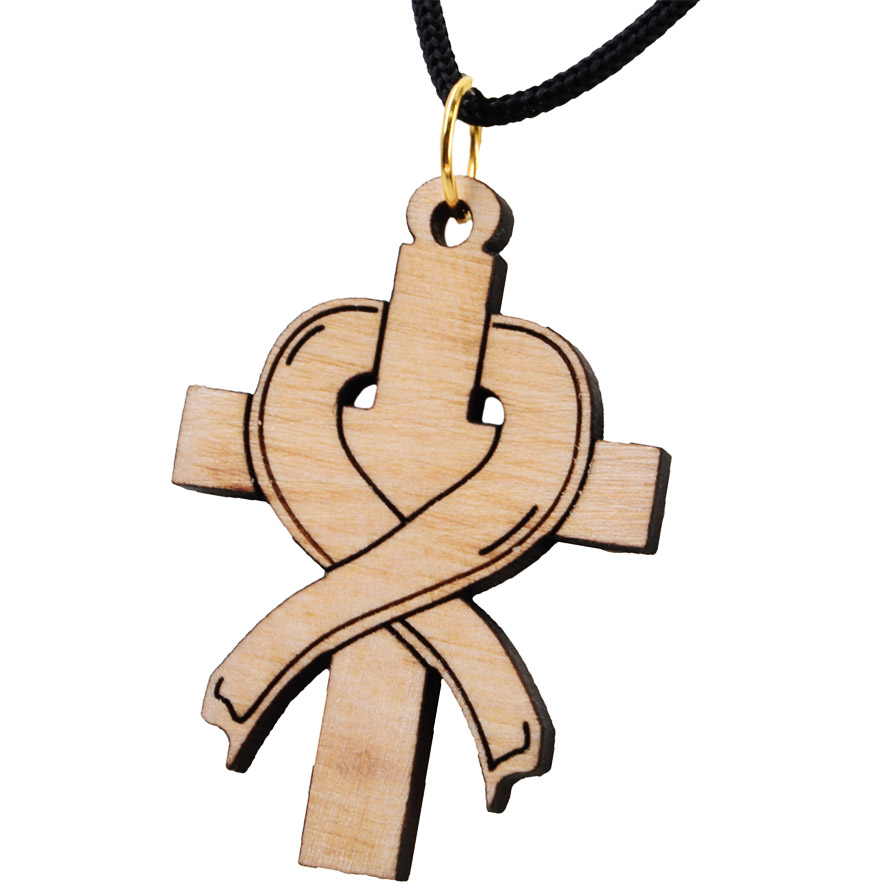 Olive Wood ‘Cross against Cancer’ Pendant – Made in the Holy Land