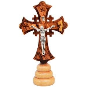 Free Standing Crucifix from Olive Wood made in Bethlehem - 6"